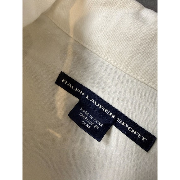 Vintage 90s Ralph Lauren Sport White Denim Jacket Trucker Women's Size Large - Picture 5 of 10